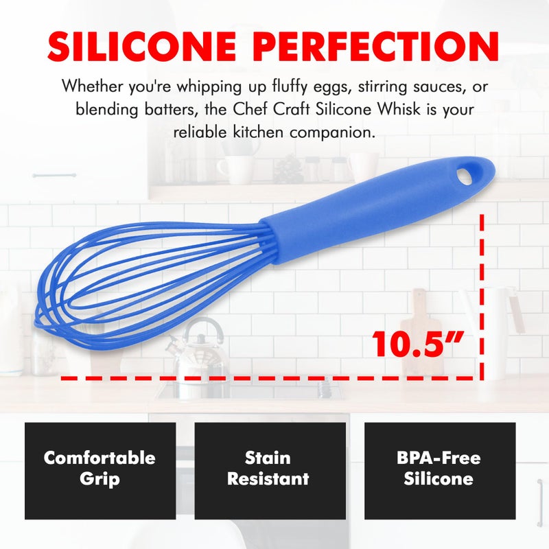 Chef Craft Premium Silicone Wire Cooking Whisk, 10.5 inch, Blue - Image 4